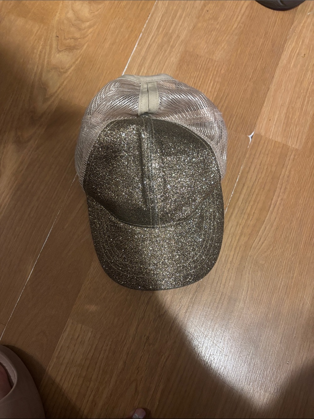 Women’s hat, sparkly gold ,